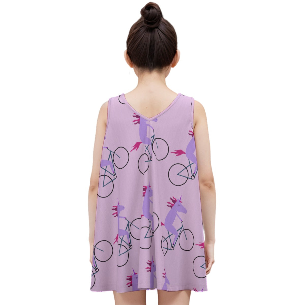 Baby Pink Biking Unicorn Cotton Dress