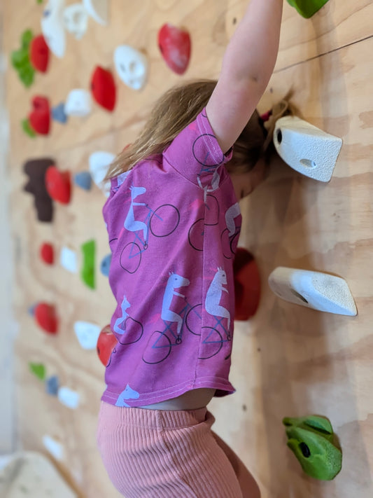 Kids Violet Biking Unicorn Cotton T-shirt